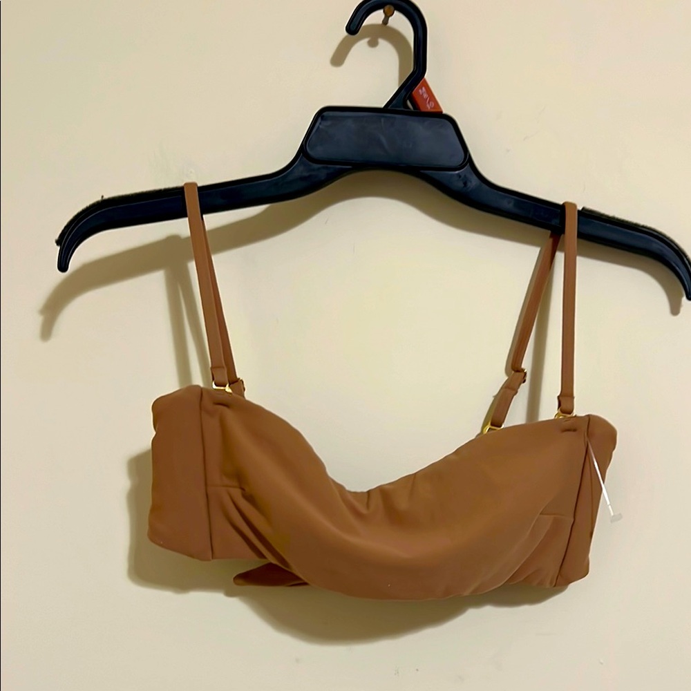 Montce Women's Tan swim bikini top size S NWOT - Picture 3 of 8
